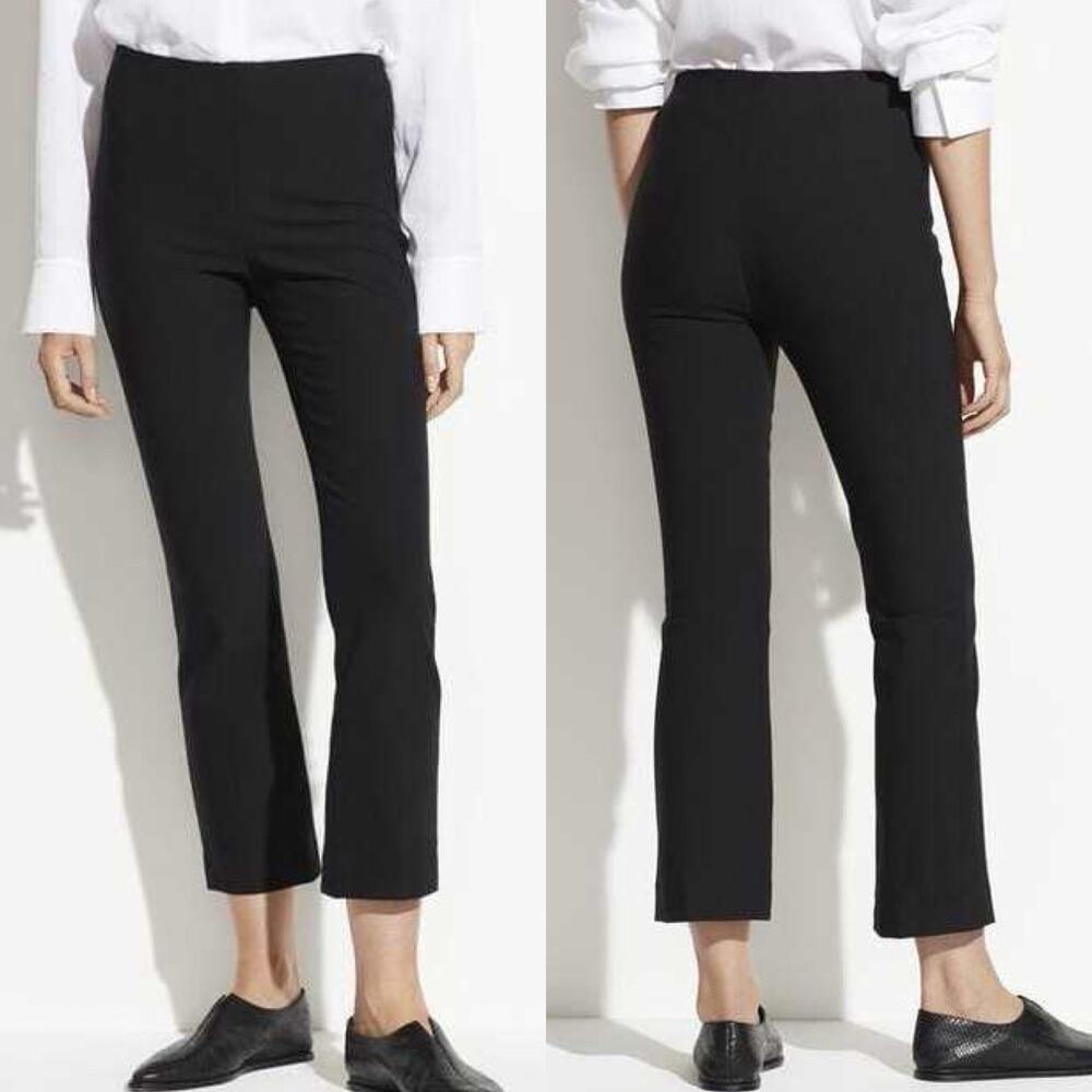 Vince Crop Flare Pants Womens XS Stretch Side Zip Black Mid Rise